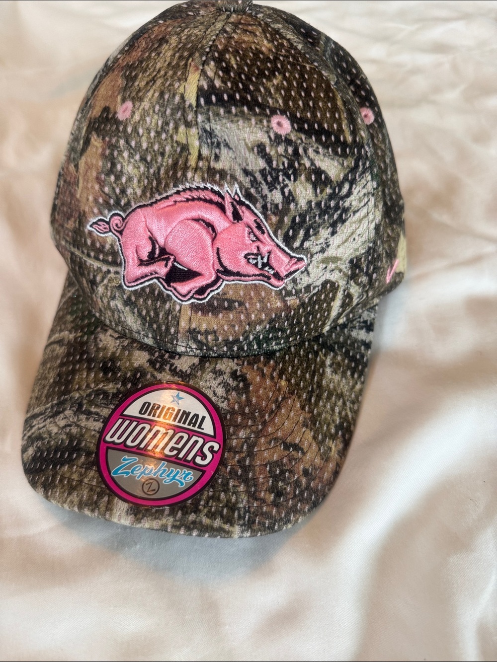 Zephyr Camo Cap with Pink Razorback Patch